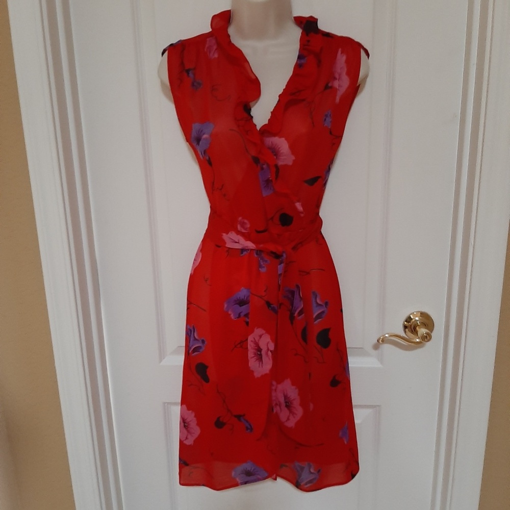 Dress size 4, red semi sheer fabric
